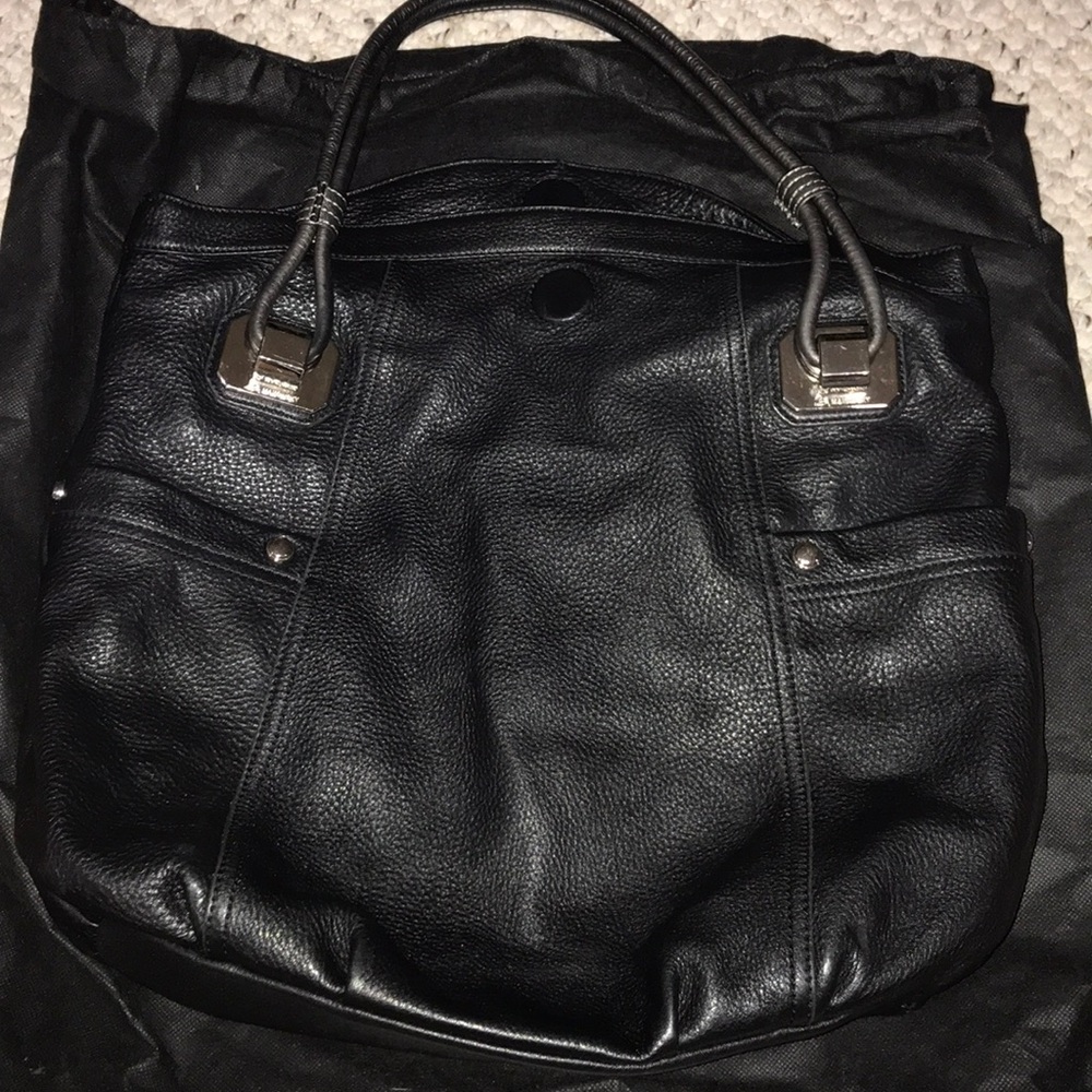 Black leather B. Makowsky hobo bag
